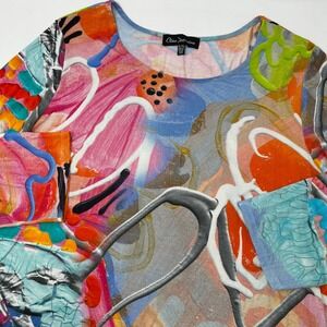 Claire Desjardins Sunrise Abstract Art Print Top Womens XL 3/4 Sleeve